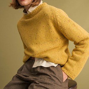 Mustard Flecked Fisherman Knit Sweater